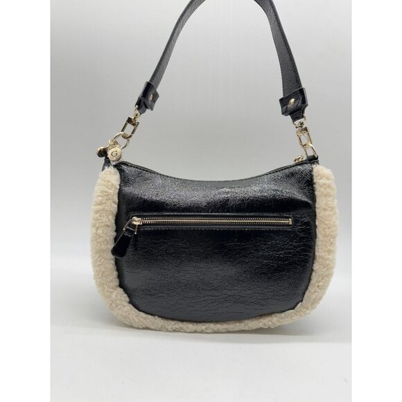 GUESS Davika crinkle faux-leather Sherpa trim hobo shoulder bag - Black - Picture 11 of 15
